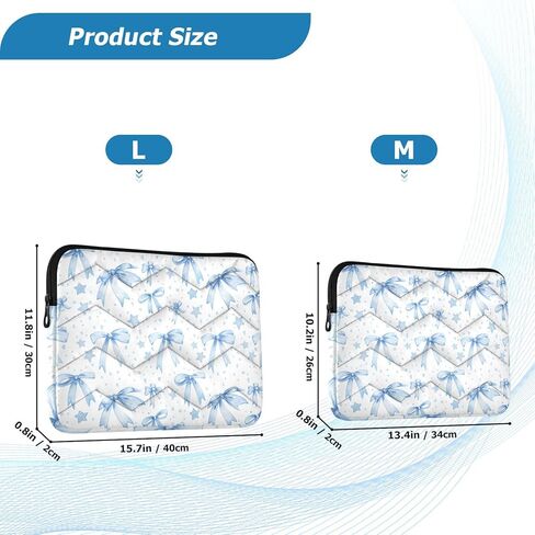 Light Blue Ribbons Bows Laptop Case, 13-13,3 inch Slim Laptop Sleeve Compatible with All Kinds Computers of Brands, Soft Padded Computer Bag for Business & Travel in Saudi Arabia