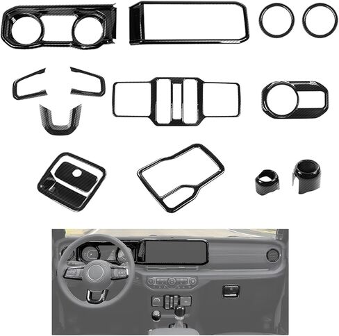 طقم إكسسوارات داخلية وردية مكونة من 14 قطعة من JeCar لـ 2024-2025+ Jeep Wrangler JL 4XE Gladiator JT- لوحة تحكم مركزية ترقية داخلية in Saudi Arabia