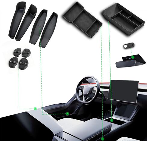 لمنظم وحدة التحكم المركزية Tesla Model Y 2025 2026 Juniper & Model 3 2024 Highland [مساحة طبقة مزدوجة، تنزلق بسلاسة (الطراز 3&y، 4P) in Kuwait