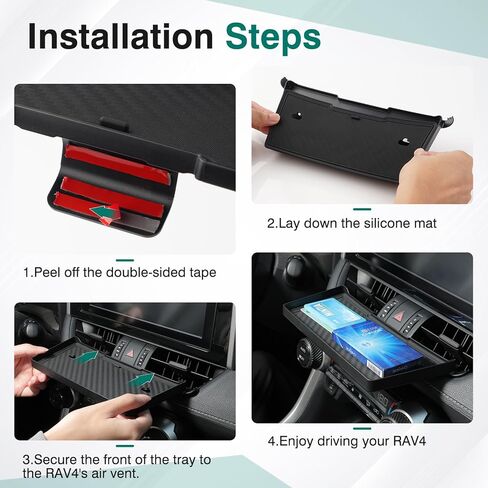 Karltys Center Console Organizer for Toyota RAV4 2019-2025 Interior Accessories, Air Vent Tray Dashboard Organizer with Silicone Mat, ABS Material Dash Storage Tray for Phone and Keys in Saudi Arabia