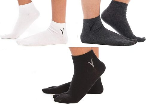 4 Pairs Ankle Thinner V-Toe Flip-Flop Cotton Blend Big Toe Style Tabi Socks Fun Casual in Kuwait