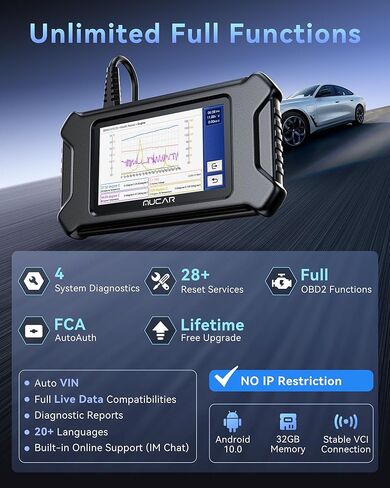 أداة تشخيص الماسح الضوئي MUCAR CS90 Obd2 مع أكثر من 28 خدمة إعادة تعيين، زيت/EPB/SAS/BMS/حاقن، نزيف ABS، إعادة تعلم الخانق، قارئ رمز ناقل الحركة ABS SRS، FCA AutoAuth، تحديث مجاني مدى الحياة in Kuwait