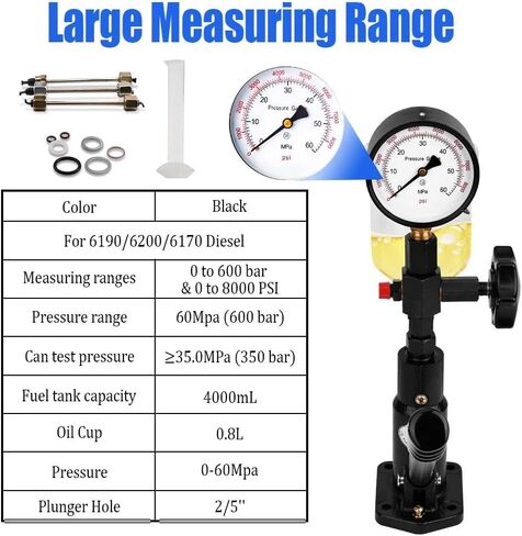Diesel Fuel Injector Tester New 600Bar 8000PSI Diesel Injector Nozzle Tester Kit with Dual Scale Gauge to Adjust Injector Nozzle Pressure and Testing Diesel Injector Nozzle Pop Pressure Tester in Kuwait