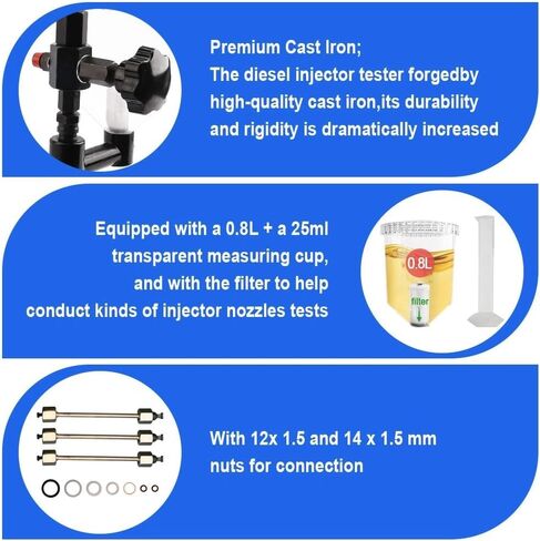 Diesel Fuel Injector Tester New 600Bar 8000PSI Diesel Injector Nozzle Tester Kit with Dual Scale Gauge to Adjust Injector Nozzle Pressure and Testing Diesel Injector Nozzle Pop Pressure Tester in Kuwait
