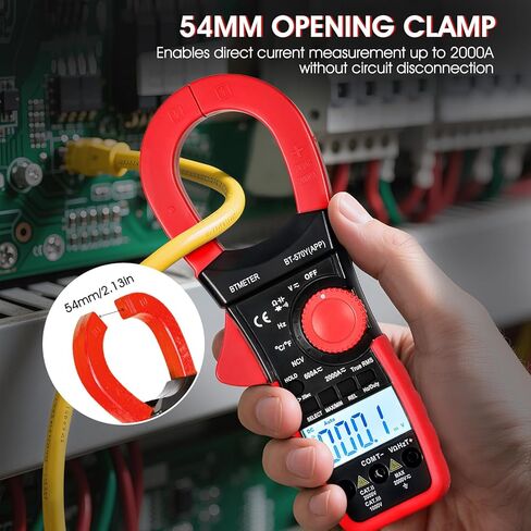 BTMETER Digital Clamp Meter Multimeter, 6000 Counts Bluetooth Multimeter, 2000A AC/DC Amp Tester, Measures Voltage, Ohms, Capacitance, Frequency, Temperature, NCV with Data Logging 570Y-APP in Saudi Arabia