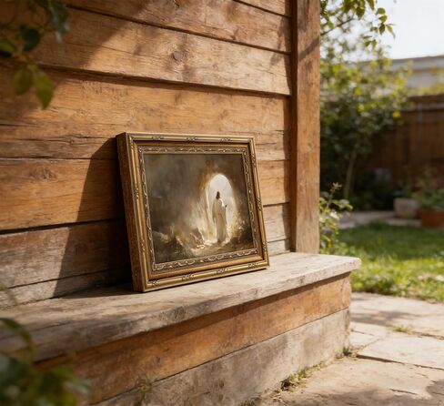 Vintage Gold Framed Jesus Wall Art Easter Jesus Leaves the Tomb Canvas Painting Picture Wall Decor Christain Religious Resurrected Savior Poster Print Artwork for Church Prayer Room Bedroom in Saudi Arabia