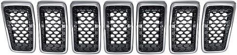 Compatible for 2019 2020 2021 Jeep Cherokee Matte Black Honeycomb Mesh Grille Insert + Chrome Trim Ring in Kuwait