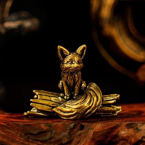 CHOVY 100% Solid Brass Long Tail Fox Sculpture | Handcrafted Collectible Figurine | Vintage Desk Decor for Home Office, Bookshelf & Cabinets | Animal Statue Art Gift in Saudi Arabia