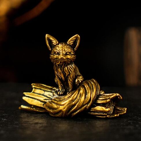 CHOVY 100% Solid Brass Long Tail Fox Sculpture | Handcrafted Collectible Figurine | Vintage Desk Decor for Home Office, Bookshelf & Cabinets | Animal Statue Art Gift in Saudi Arabia