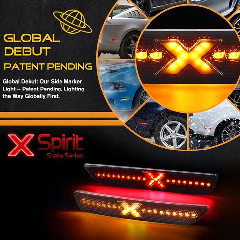 مصابيح LED للعدسات المدخنة الجانبية لسيارة Ford Mustang 2010-2014، مصابيح عاكسة للعلامات الجانبية للحاجز الأمامي والخلفي مع شعاع ضوء XStyle [في انتظار براءة اختراع]، مصابيح مصد جانبية، 4 قطع in Kuwait