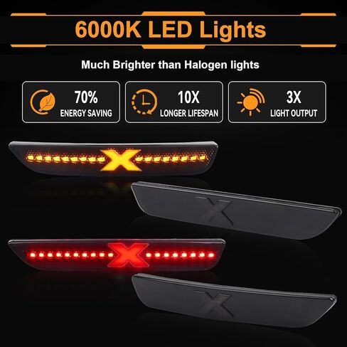 مصابيح LED للعدسات المدخنة الجانبية لسيارة Ford Mustang 2010-2014، مصابيح عاكسة للعلامات الجانبية للحاجز الأمامي والخلفي مع شعاع ضوء XStyle [في انتظار براءة اختراع]، مصابيح مصد جانبية، 4 قطع in Kuwait