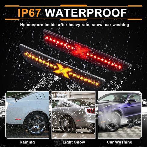 مصابيح LED للعدسات المدخنة الجانبية لسيارة Ford Mustang 2010-2014، مصابيح عاكسة للعلامات الجانبية للحاجز الأمامي والخلفي مع شعاع ضوء XStyle [في انتظار براءة اختراع]، مصابيح مصد جانبية، 4 قطع in Kuwait