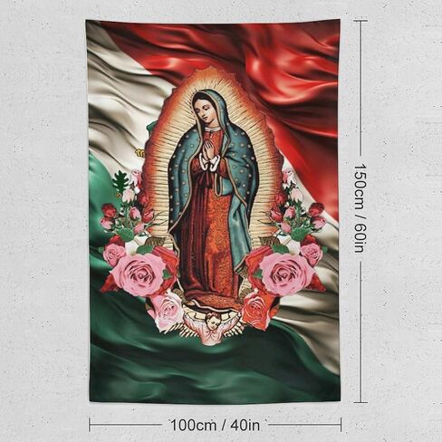 HYBIYING Wall Tapestry Our Lady of Guadalupe Virgin Mary with Mexican Flag Wall Hanging Art Decor For Bedroom Living Room Dorm Home Party 40"X60" in Saudi Arabia