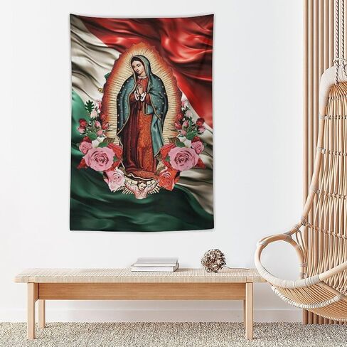 HYBIYING Wall Tapestry Our Lady of Guadalupe Virgin Mary with Mexican Flag Wall Hanging Art Decor For Bedroom Living Room Dorm Home Party 40"X60" in Saudi Arabia