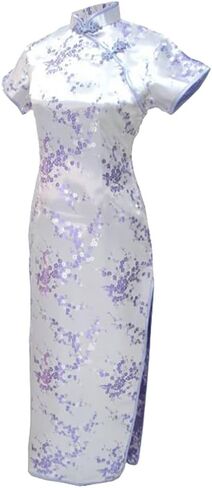 7Fairy Sexy Women's Lilac Floral Long Chinese Evening Dress Cheongsam in Saudi Arabia