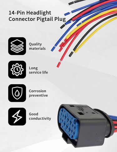 14-Pin Headlight Connector Pigtail Plug Fit for Ford Focus 2012 2013 2014 2015 2016 2017 2018 Replace 1719105-2,WPT-1357, BU2Z- 14S411-LA in Kuwait