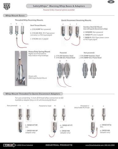 Warning Whip Base | Quick Disconnect | Threaded Connection | Stainless Steel | Single Red Pigtail Wire in Saudi Arabia