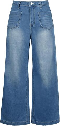 Women's Wide Leg Jeans High Waisted Stretchy Straight Leg Baggy Jeans Loose Fit Trendy Ankle Denim Pant in Kuwait