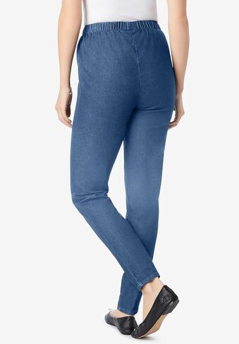 Woman Within Plus Size Pull-On Elastic-Waist Stretch Fineline Denim Jeans in Saudi Arabia