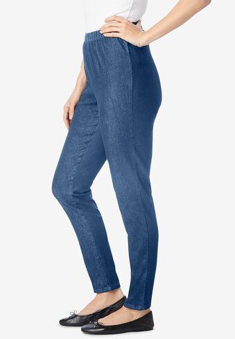 Woman Within Plus Size Pull-On Elastic-Waist Stretch Fineline Denim Jeans in Saudi Arabia