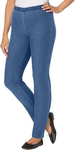 Woman Within Plus Size Pull-On Elastic-Waist Stretch Fineline Denim Jeans in Saudi Arabia