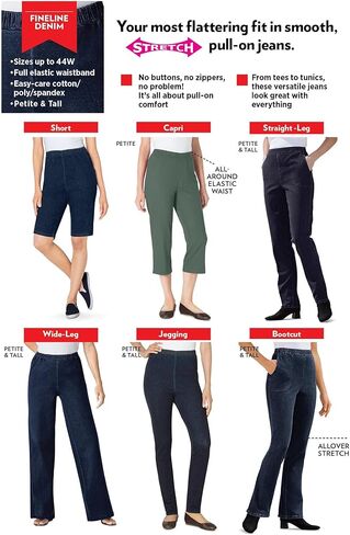 Woman Within Plus Size Pull-On Elastic-Waist Stretch Fineline Denim Jeans in Saudi Arabia