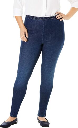 Woman Within Plus Size Pull-On Elastic-Waist Stretch Fineline Denim Jeans in Saudi Arabia