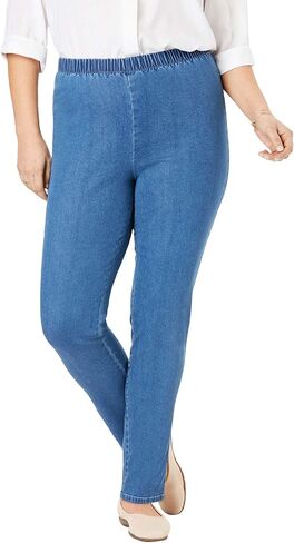 Woman Within Plus Size Pull-On Elastic-Waist Stretch Fineline Denim Jeans in Saudi Arabia