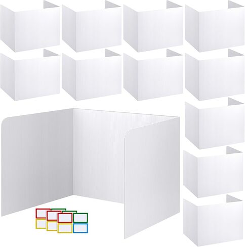 Aodaer 12 Pack Plastic Privacy Shields for Student Desks Classroom Privacy Boards for Desks with 12 Colorful Name Labels Assorted Colors Classroom Desk Dividers for Students School Study in Kuwait