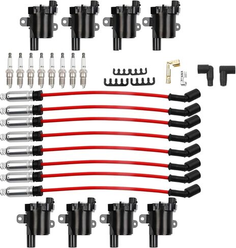 UF262 Ignition Coils Pack And Iridium Spark Plugs With Spark Plug Wires Chevy Avalanche Express Silverado Suburban GMC Savana Sierra 1500 2500 3500 HD Yukon Cadillac Escalade Hummer H2 in Kuwait