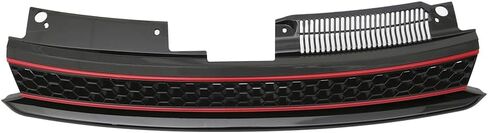 Honeycomb Grille, Compatible with 2010-2014 Volkswagen Golf 6 MK6, ABS Plastic GTI Style Front Bumper Upper Grill Grid Replacement Guard, Black W/Red Trim in Kuwait