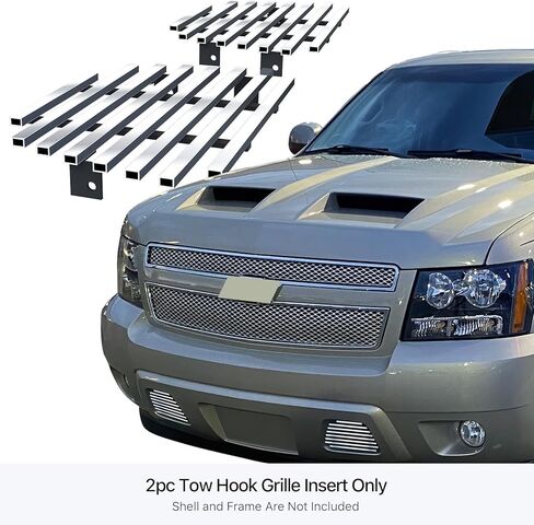 APS Premium 304 Stainless Steel Chrome Horizontal Billet Grille Grill Insert Compatible with Chevy Avalanche Suburban Tahoe 2007 2008 2009 2010 2011 2012 2013 2014 Tow Hook N19-S76466C in Saudi Arabia