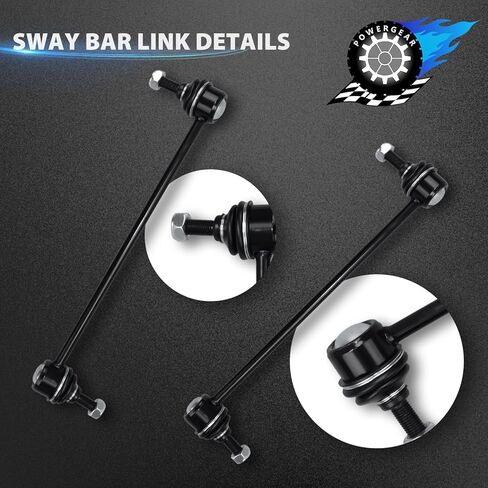 ذراع التحكم POWERGEAR K621603 K621604 6 قطع طقم تعليق أمامي سفلي مع وصلة كروية خارجية لقضيب ربط قضيب Sway لاستبدال 2005-2007 Ford Five Hundred Freestyle Mercury Montego in Kuwait