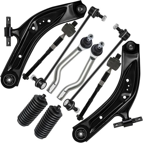 Detroit Axle - 10pc Front End Kit for 2014-2019 Nissan Rogue 2017-2019 Qashqai Rogue Sport, 2 Lower Control Arms with Ball Joint 2 Sway Bar Links 4 Inner Outer Tie Rods 2 Boots Replacement in Saudi Arabia
