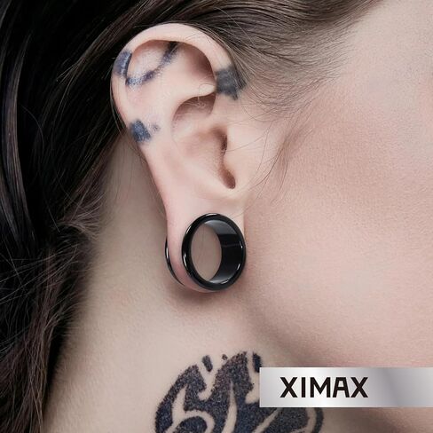 2PCS Hollow Solid Acrylic Gauges for Ear Double Flared Saddle Ears Gauge Ear Tunnels Expanders Stretcher Earrings Ear Flesh Plugs Piercing Body Jewelry Clear Black 4G-1&3/16" 5-30mm in Kuwait