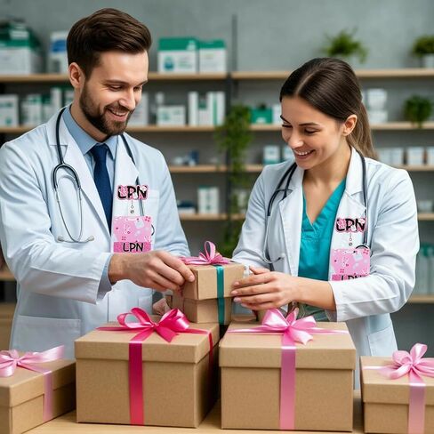 LPN Badge Reel with Buddy Pink Glitter Licensed Practical Nurse Badge Reel Retractable LPN Gifts for Nurses in Kuwait