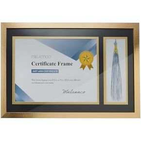 MELANNCO Gold Wood Diploma Frame With Tassel Holder- Frame Displays One 8.5x11 Inch Certificate and One Tassel, 18.8x12.1 Inch in Kuwait