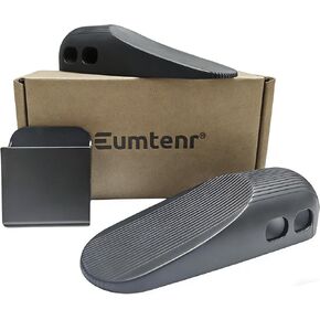 Rubber Door Stoppers for Bottom of Door, Door Stop Wedge with Self Adhesive Holder, Heavy Duty Doorstops 2 Pack, Wall Protector for Home & Office & School & Commercial Doorstop (Black) in Kuwait