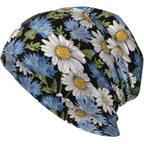 Flower Beanie Chemo Hats for Women Men Slouchy Cancer Headwear Stretchy Skull Cap Soft Knitted Hat Nightcap Chemo Gifts in Saudi Arabia