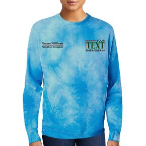 TEEAMORE Personalized Embroidered Tie Dye Sweatshirt Add Your Own Embroidery Text Monogram Unisex Adult Sweatshirts in Kuwait