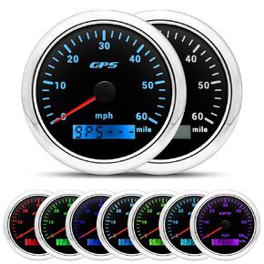 ARTILAURA GPS Speedometer 85mm 3-3/8" Digital Odometer 60MPH Speed Gauge 7 Color Waterproof for AUTO Car Marine Truck 9-32V (White) in Kuwait