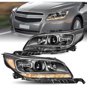 SOCKIR Projector Headlight Assembly Compatible with 2013 2014 2015 Chevy Malibu ECO LT LTZ/ 2016 Limited OE Style Factory [Halogen Model] Headlamp Black Housing Clear Reflector in Kuwait