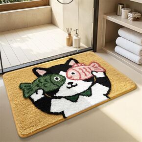 Ankah Animal Bath Mat, Cute Cartoon Bathroom Rug, Comfort Rug, Extra Absorbent Soft, Quickly Dry, Machine Washable Bath Rug Carpet for Toilet Bathtub Kitchen, 19.7" x 31.5", Cat&Fish in Kuwait