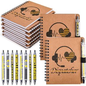 20 Set 911 Dispatcher Gifts, Spiral Notebooks with Yellow Flag Ballpoint Pens, Appreciation Week Christmas Birthday Retirement Gifts Set for First Responders Telecommunicator Coworker Office Staff in Kuwait