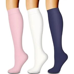 Cotton Compression Socks for Women Circulation 15-20 Mmhg Support Socks (3 Pairs) for Running, Hiking, Cycling in Saudi Arabia