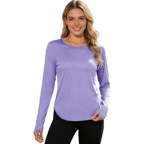 قمصان نسائية للشمس بعامل حماية من الأشعة فوق البنفسجية 50+ وأكمام طويلة للحماية من الأشعة فوق البنفسجية وممتصة للرطوبة وسريعة الجفاف وتمارين الجري والمشي لمسافات طويلة في الهواء الطلق ملابس رياضية in Kuwait