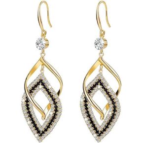 Gold Earring for Women Infinity Long Swirl Dangle Earrings Black and Gold Earring Elegant Chandelier Earrings Formal Statement Trendy Fashion Jewelry Gifts for Brides in Kuwait