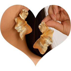 أقراط زهرة ذهبية للنساء بوهو الطبقات زهرة تتدلى أقراط مكتنزة الذهب الزهور البتلة ترصيع العصرية الربيع الصيف مجوهرات اكسسوارات لها in Kuwait