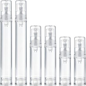 6 قطع زجاجة مضخة سفر بدون هواء، زجاجة مضخة فراغ فارغة قابلة لإعادة الملء، 5 مل 10 مل 15 مل حاوية سفر لوشن ضغط بلاستيكي لمستحضرات التجميل الخاصة بمستحضرات التجميل - شفافة in Kuwait