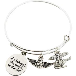 Helicopter Pilot Gifts for Women Jewelry Bracelet, She believed she could so she did in Kuwait